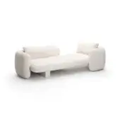 Caracole Overlap Bedroom Ecru Chaise Lounge Unfilled Travertine Stone + Fabric