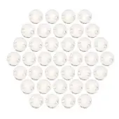 LED lights, translucent white casings, circular arrangement, warm glow, visible circuit boards, smooth glossy surface, diffused lighting, plain background.