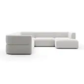 Caracole Rhythm Sectional A Right - Neutral Metal + Lucent Bronze Metal + Ivory Fabric